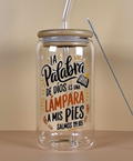 16oz Spanish Bible Verses Glass Tumblers with Bamboo Lid, Glass Straw, & Straw Cleaner