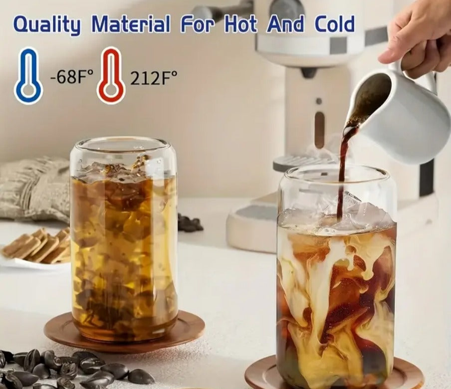 16oz Autism Awareness Glass Tumblers with Bamboo Lid, Glass Straw, & Straw Cleaner