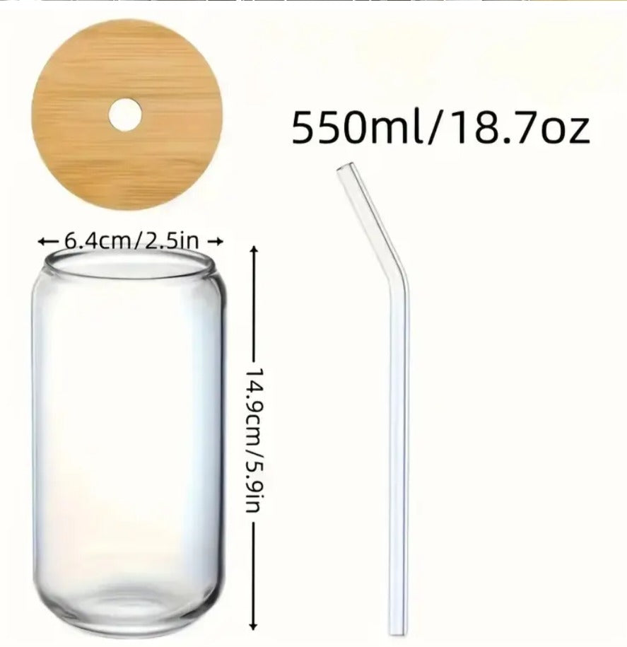 16oz Birthday Queen Glass Tumblers with Bamboo Lid, Glass Straw, & Straw Cleaner