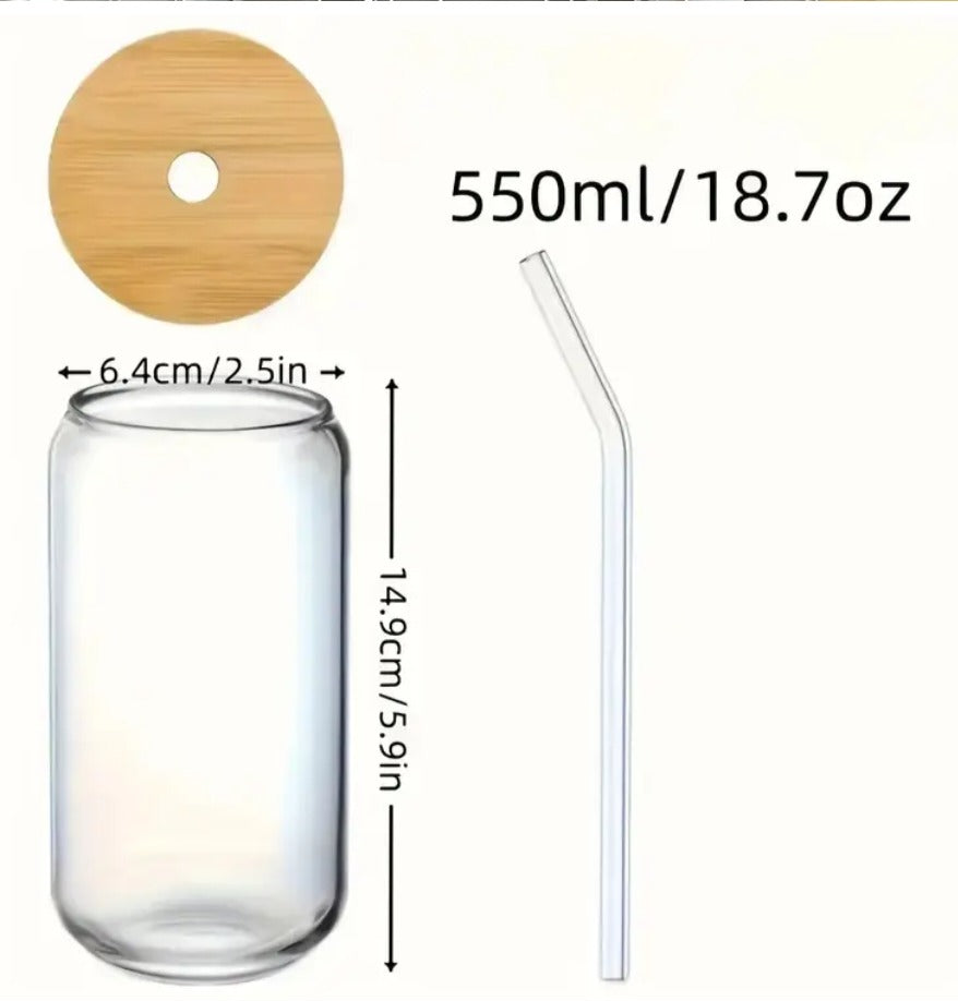 16oz Autism Awareness Glass Tumblers with Bamboo Lid, Glass Straw, & Straw Cleaner