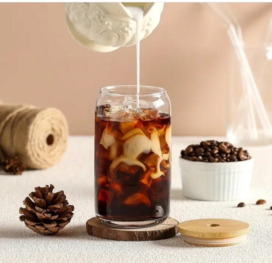 16oz Birthday Queen Glass Tumblers with Bamboo Lid, Glass Straw, & Straw Cleaner