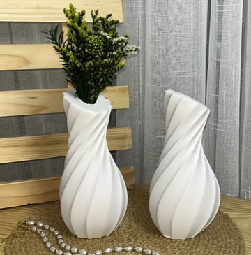 Natural Offset Striped Vase