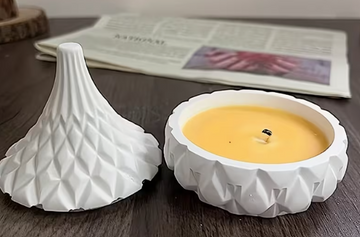 2pc Set - Striped and Diamond Engraved Candle Holder Jar and Lid