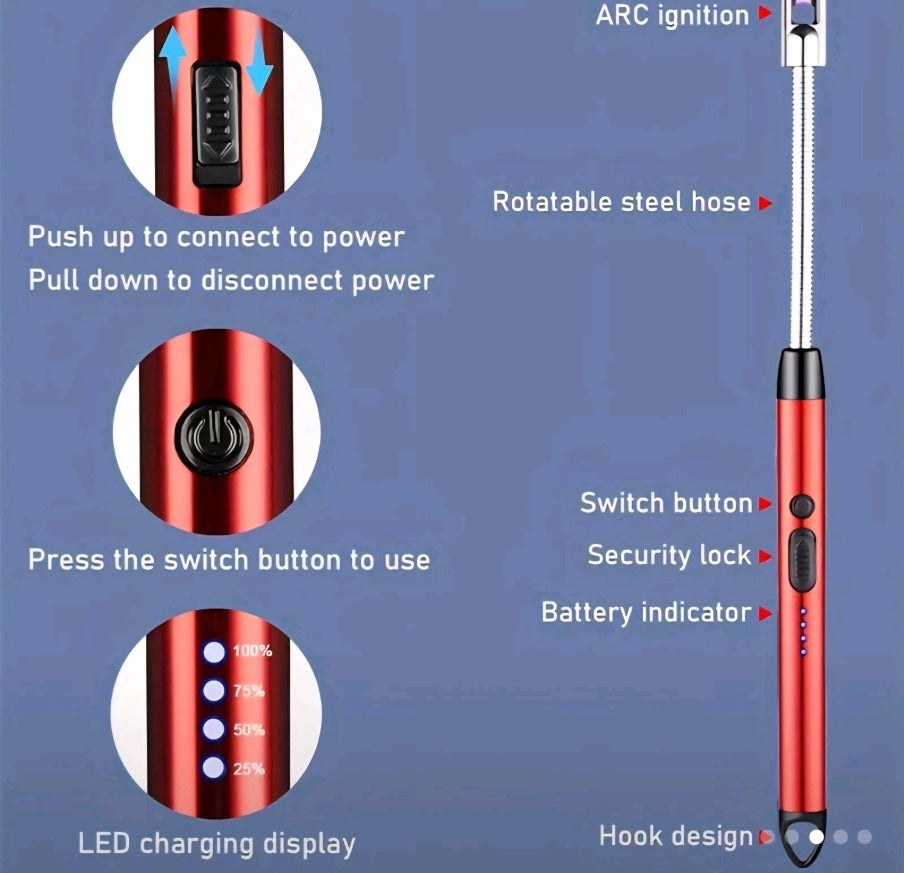 USB Rechargeable Electric Long Neck Windproof Candle Lighters